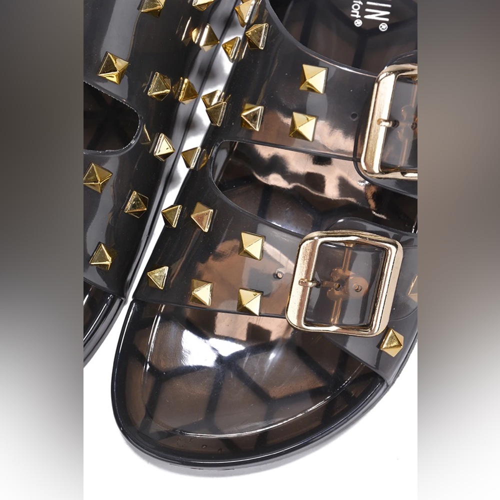 Cape Robbin Regal Black Jelly Studded Slide Sandals Women’s Size 8 - Picture 5 of 11